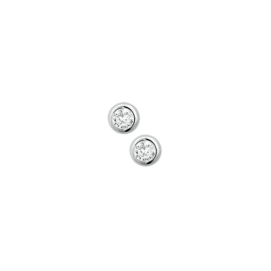 oorknoppen zirkonia 7,5 mm zilver gerhodineerd