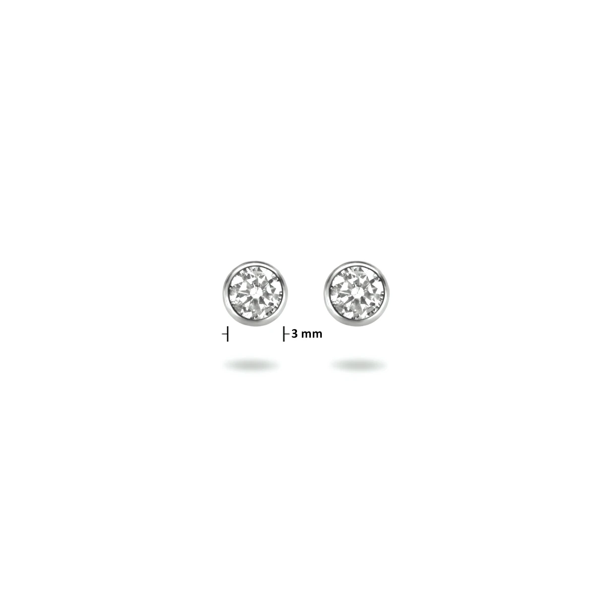 oorknoppen zirkonia zilver gerhodineerd