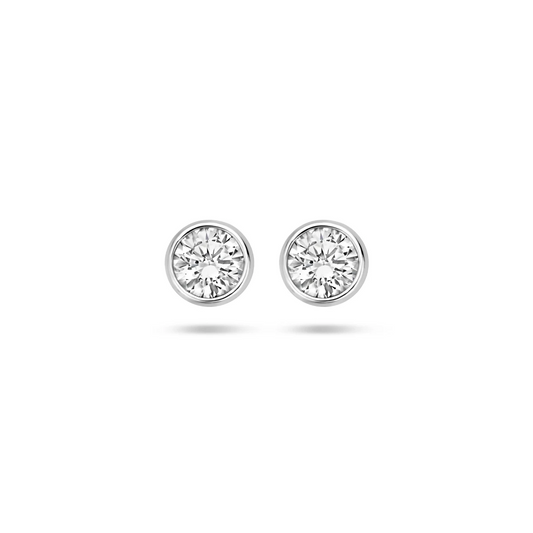 oorknoppen zirkonia zilver gerhodineerd