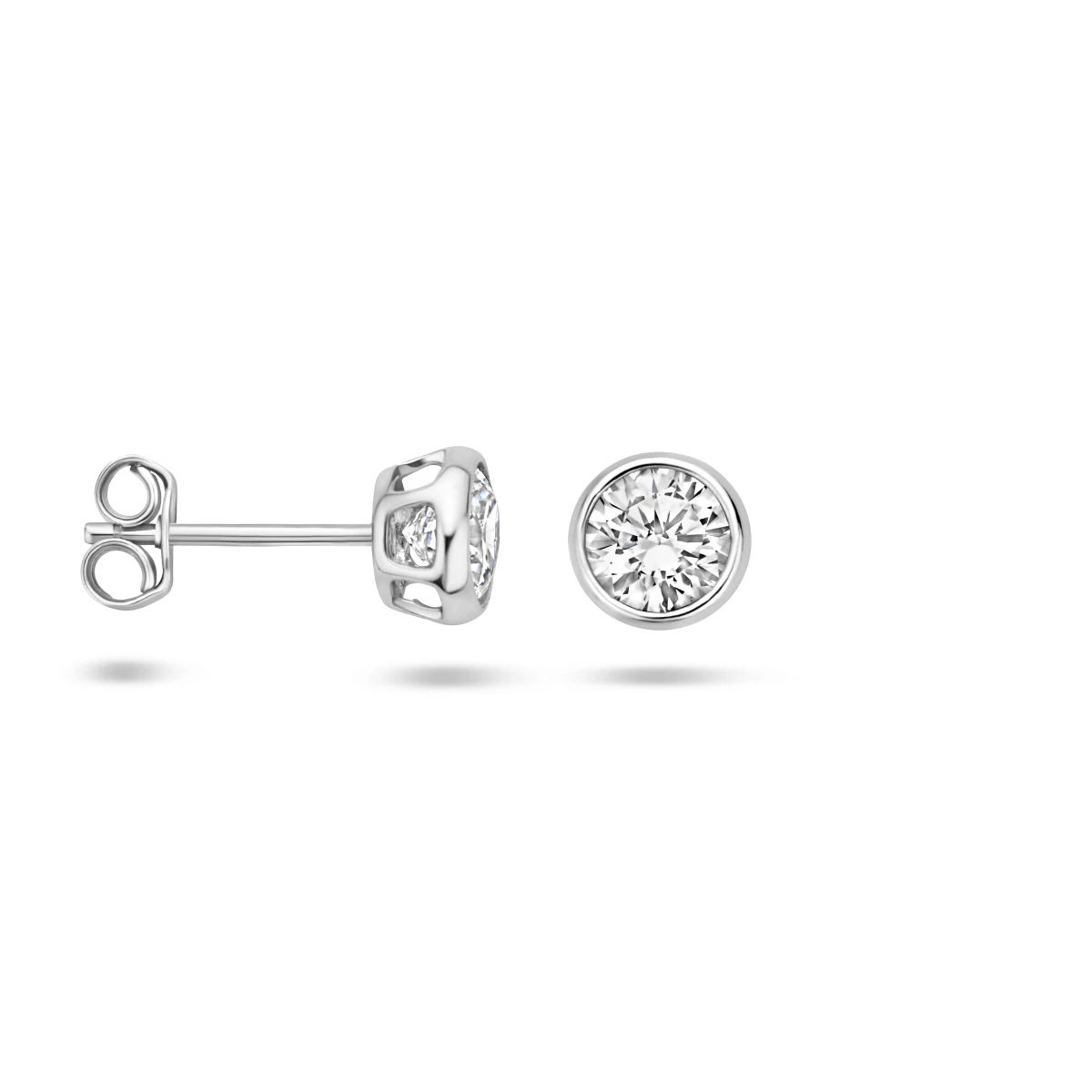 oorknoppen zirkonia zilver gerhodineerd