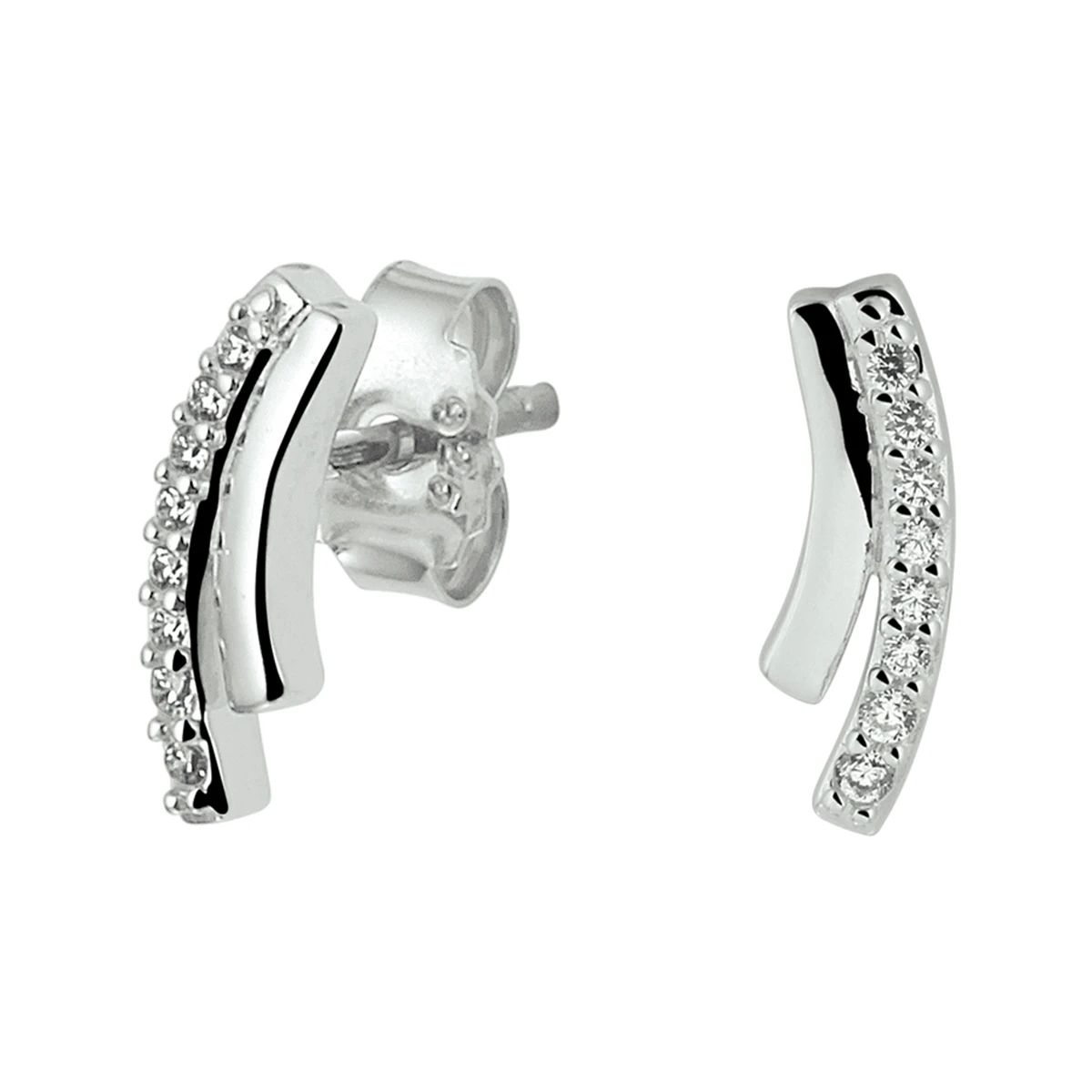 oorknoppen zirkonia zilver gerhodineerd