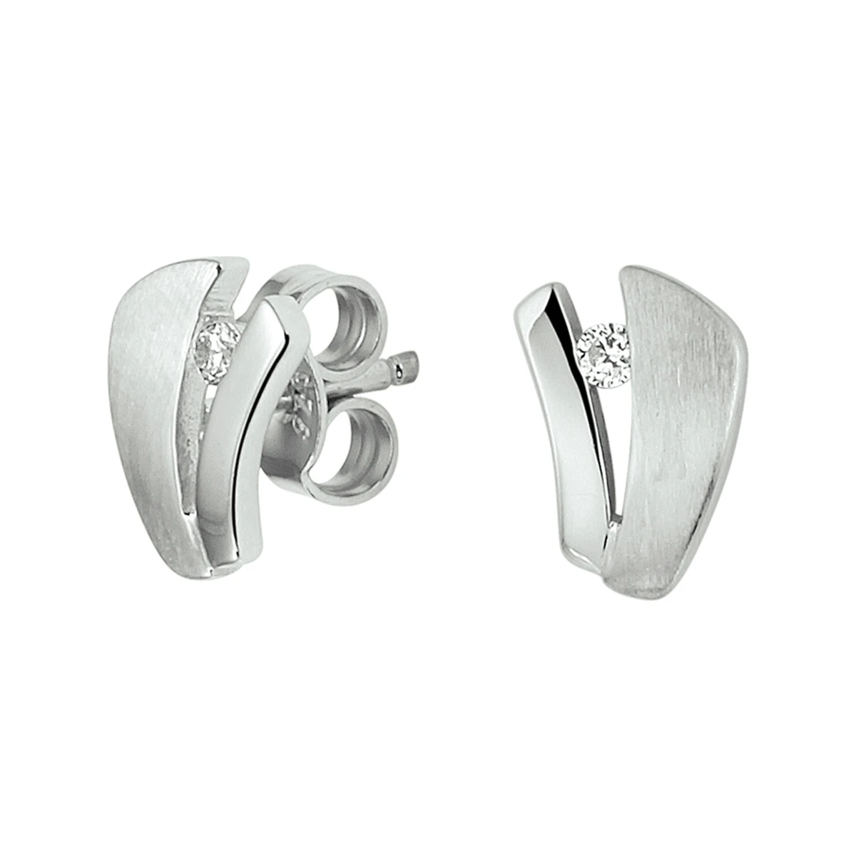 oorknoppen zirkonia zilver gerhodineerd