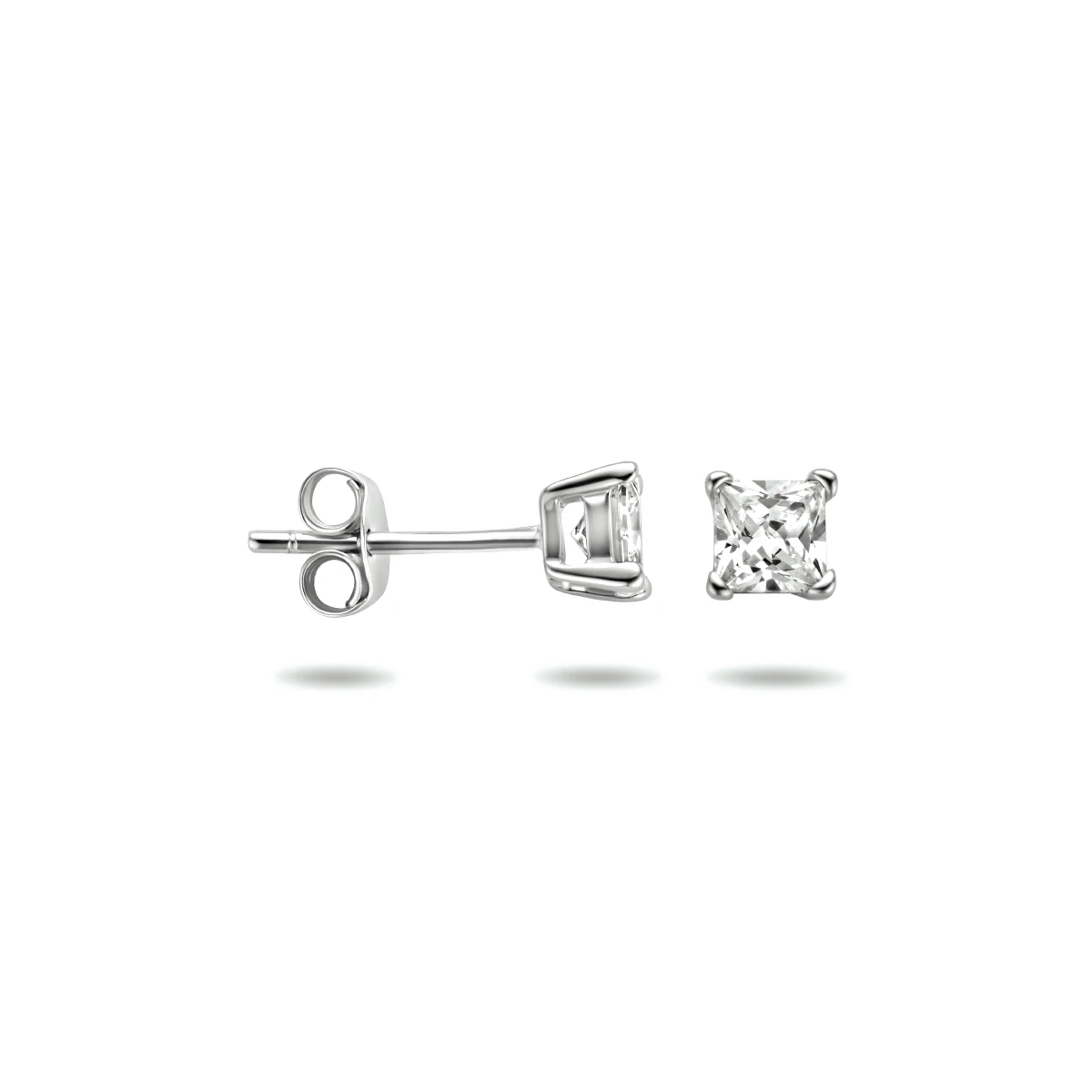 oorknoppen zirkonia zilver gerhodineerd
