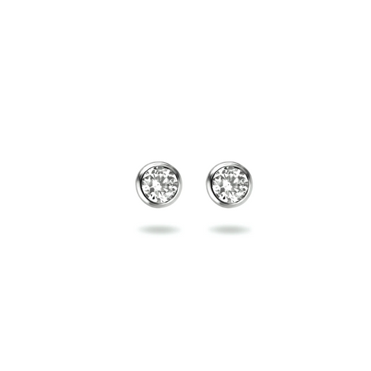 oorknoppen zirkonia zilver gerhodineerd