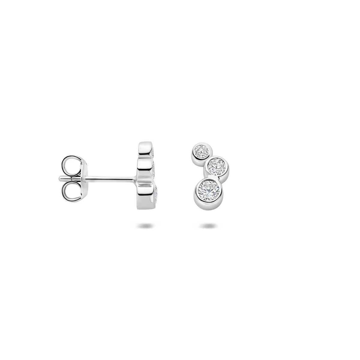 oorknoppen zirkonia zilver gerhodineerd