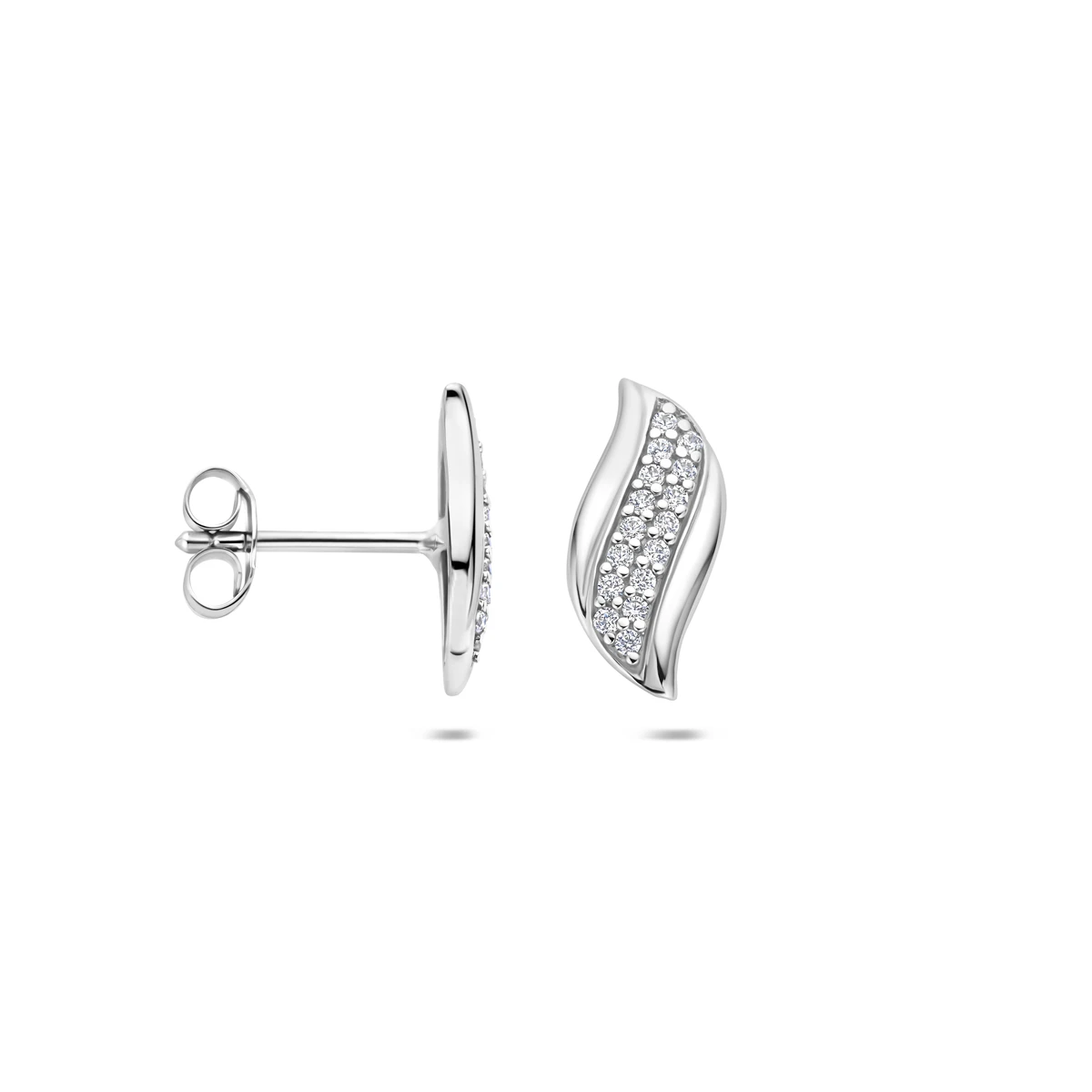 oorknoppen zirkonia zilver gerhodineerd