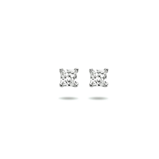 oorknoppen zirkonia zilver gerhodineerd