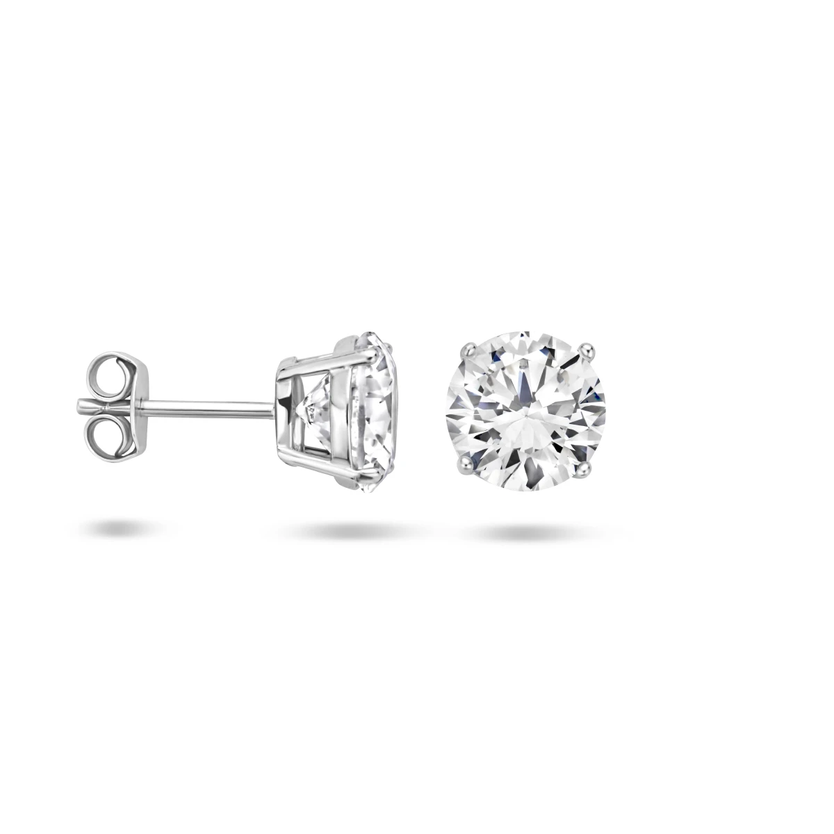 oorknoppen zirkonia zilver gerhodineerd