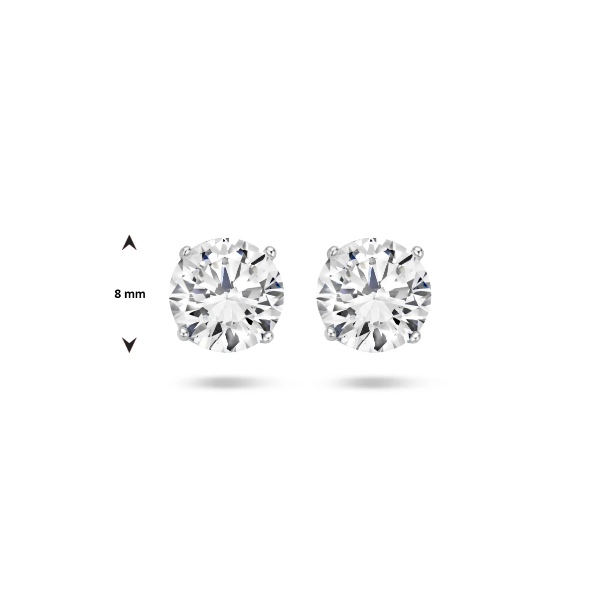 oorknoppen zirkonia zilver gerhodineerd