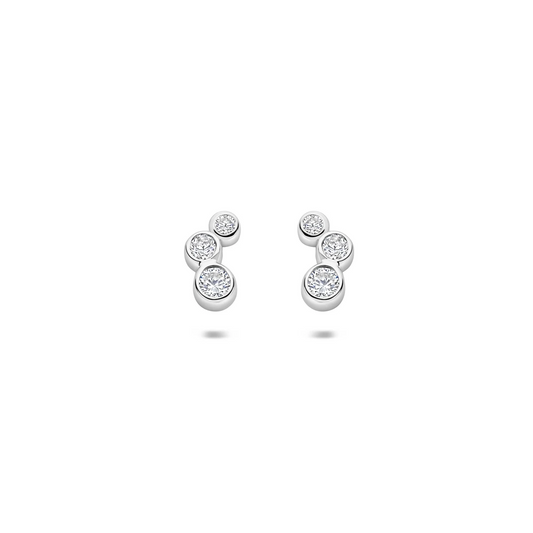 oorknoppen zirkonia zilver gerhodineerd