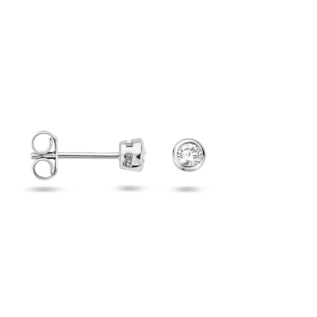 oorknoppen zirkonia zilver gerhodineerd