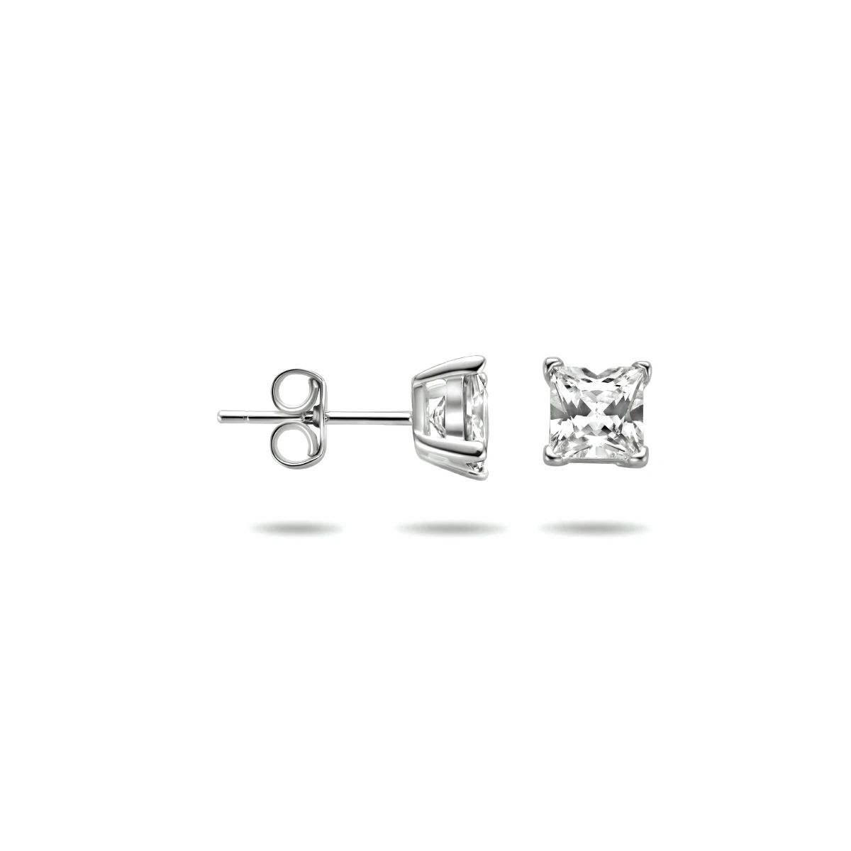 oorknoppen zirkonia zilver gerhodineerd