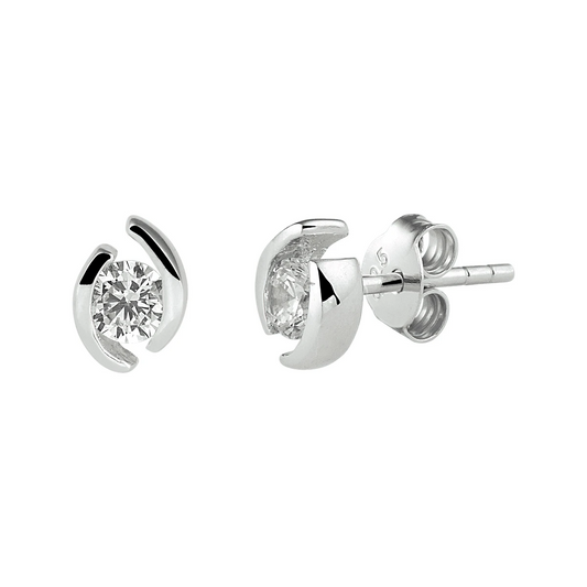 oorknoppen zirkonia zilver gerhodineerd