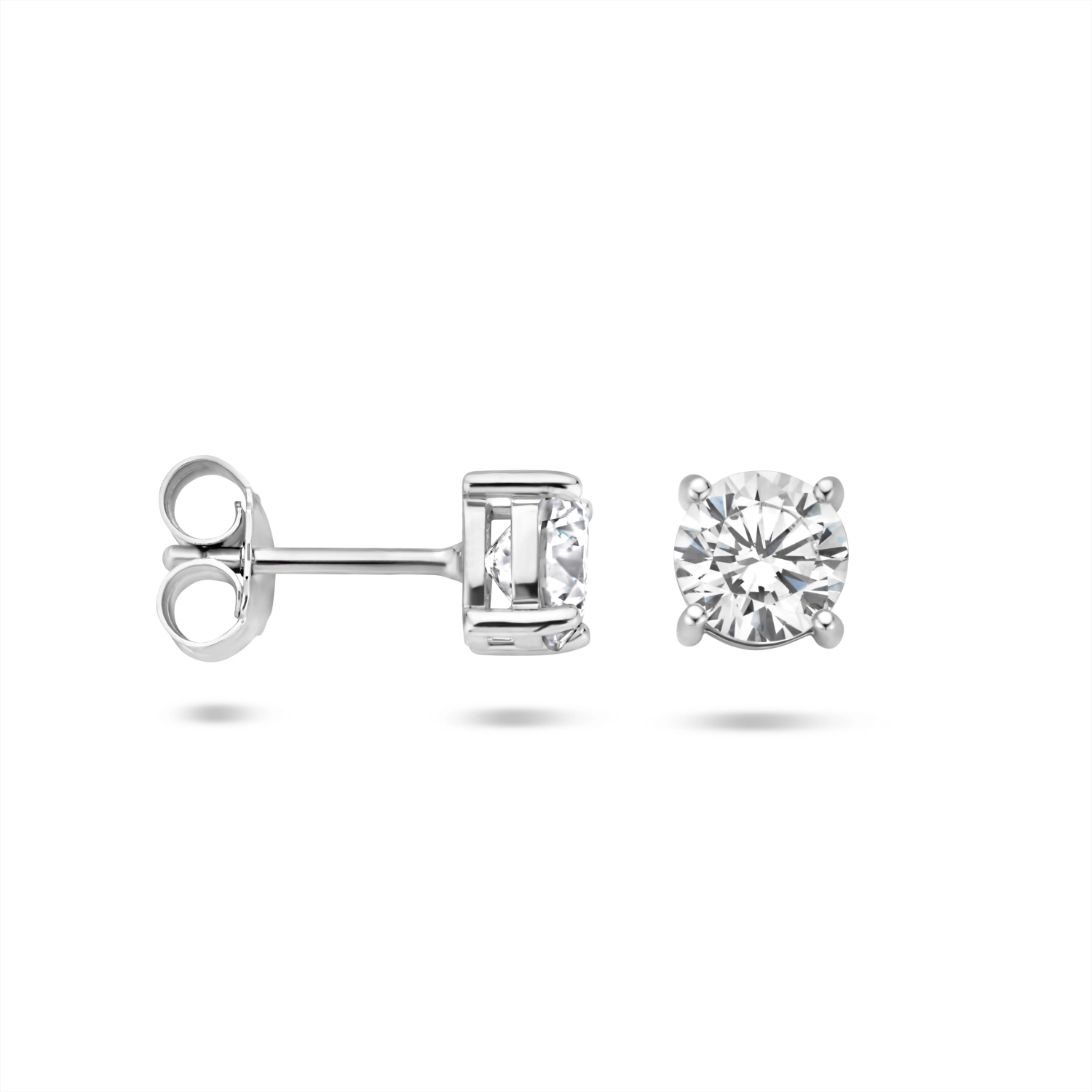 oorknoppen zirkonia zilver gerhodineerd