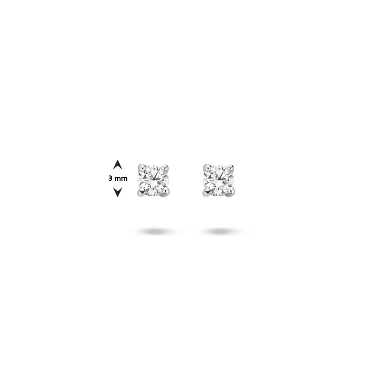 oorknoppen zirkonia zilver gerhodineerd