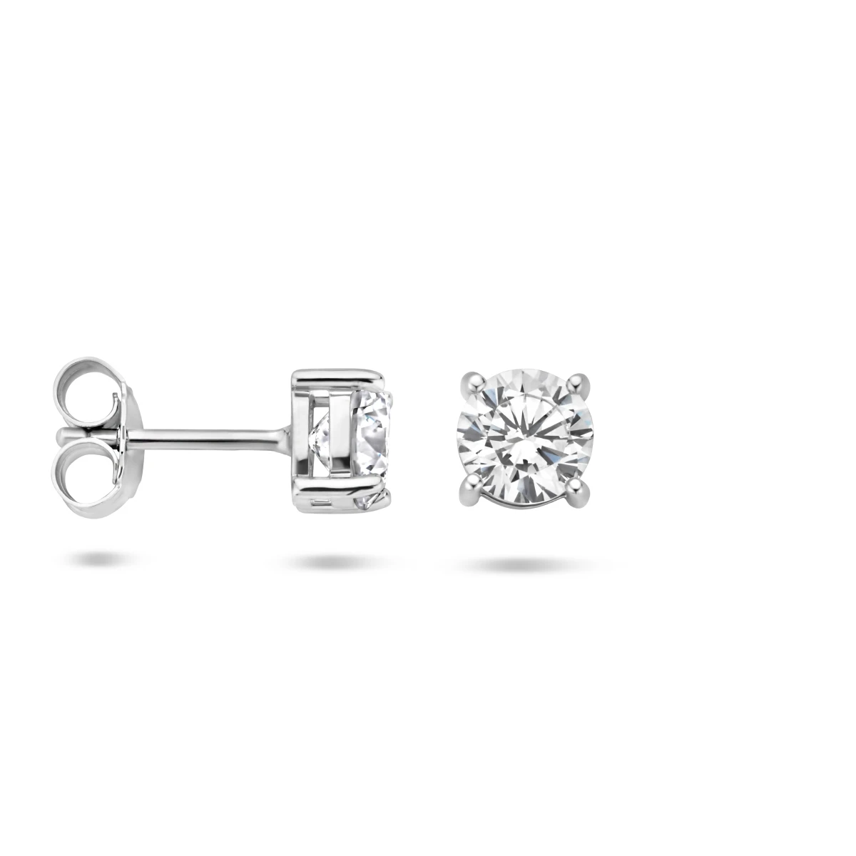 oorknoppen zirkonia zilver gerhodineerd