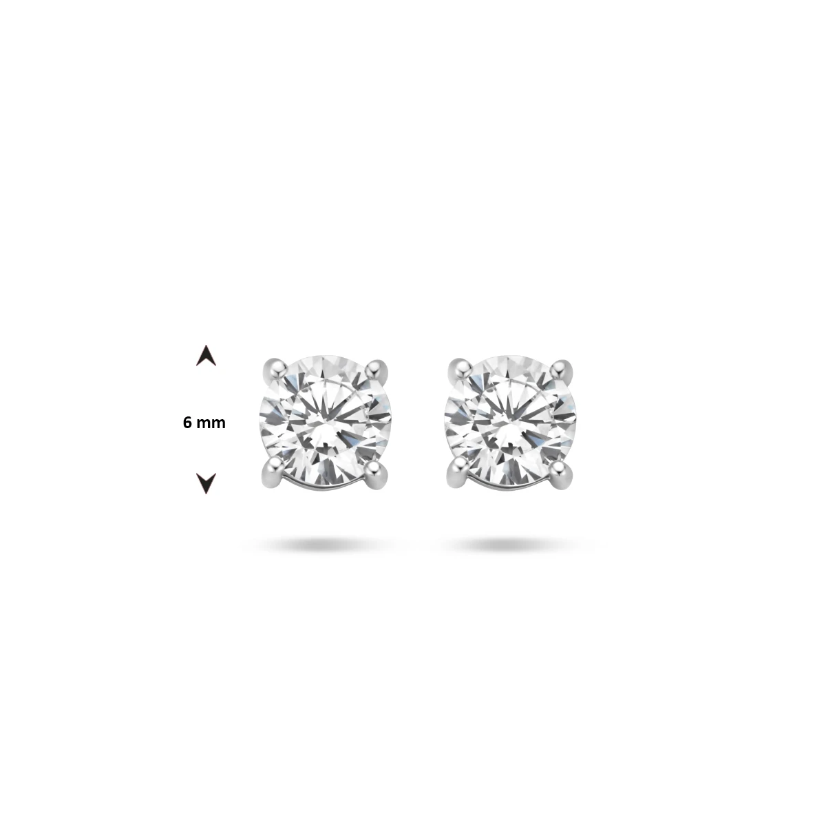 oorknoppen zirkonia zilver gerhodineerd