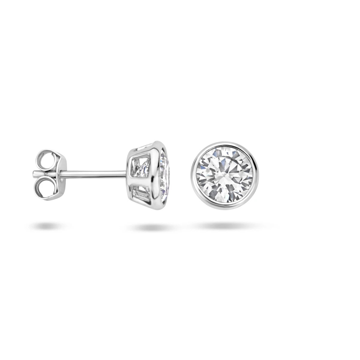 oorknoppen zirkonia zilver gerhodineerd