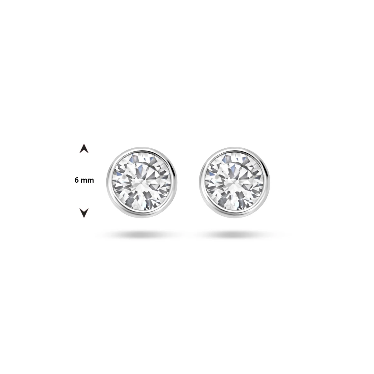 oorknoppen zirkonia zilver gerhodineerd