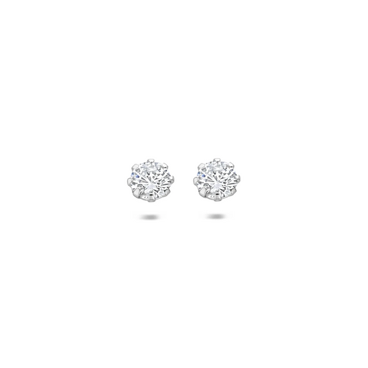 oorknoppen zirkonia zilver gerhodineerd