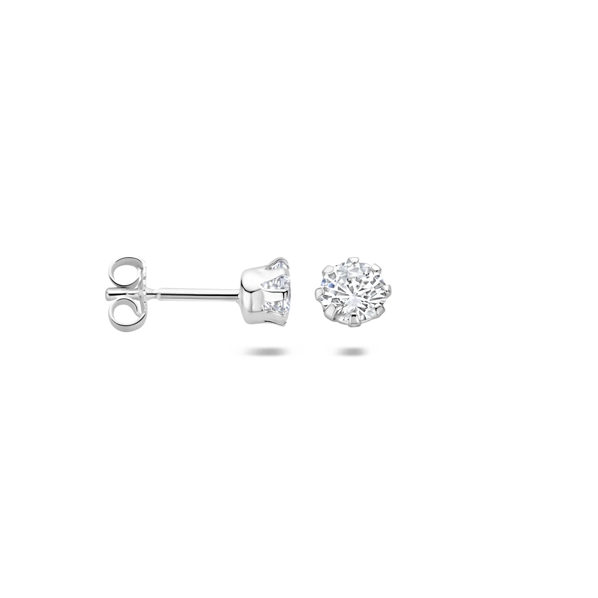 oorknoppen zirkonia zilver gerhodineerd
