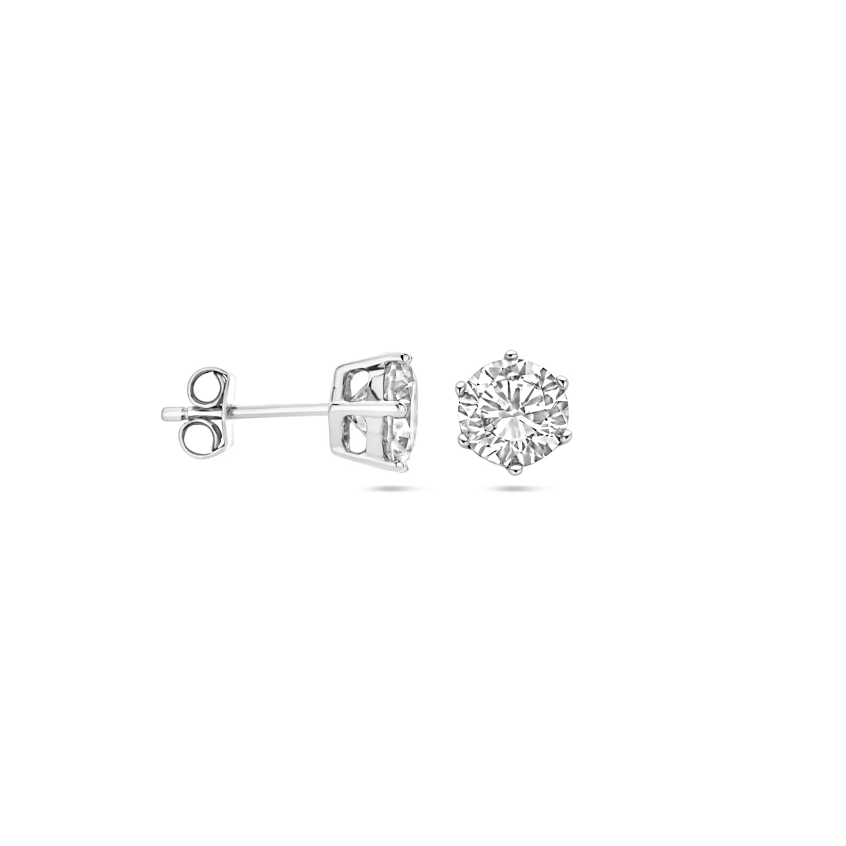 oorknoppen zirkonia zilver gerhodineerd
