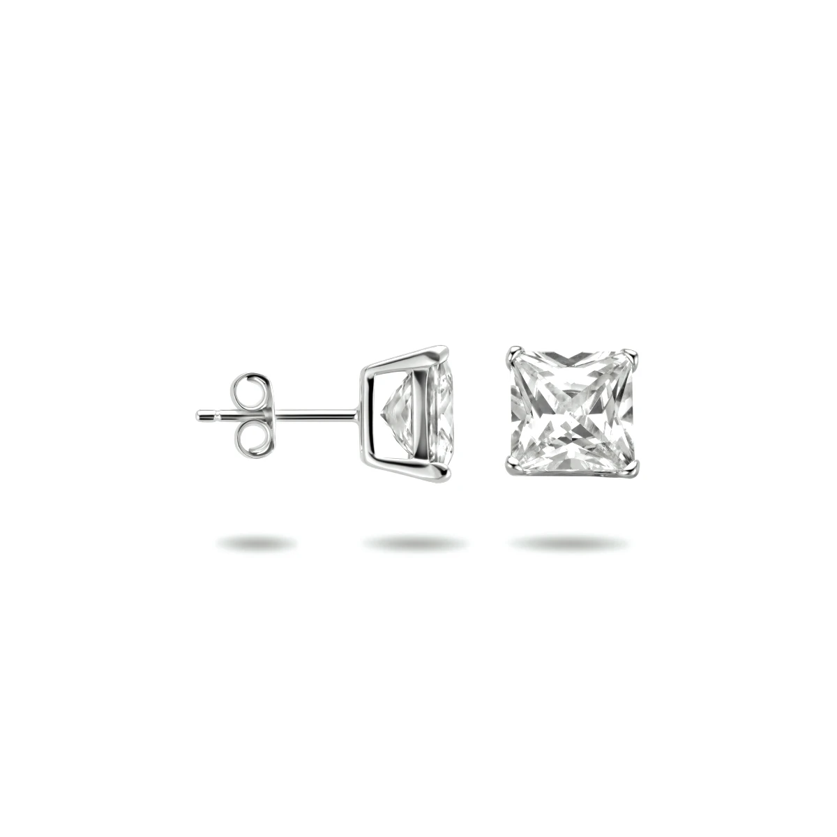 oorknoppen zirkonia zilver gerhodineerd