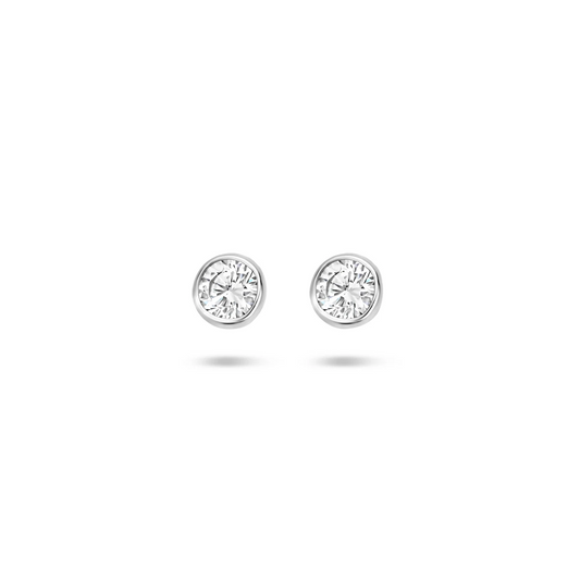 oorknoppen zirkonia zilver gerhodineerd