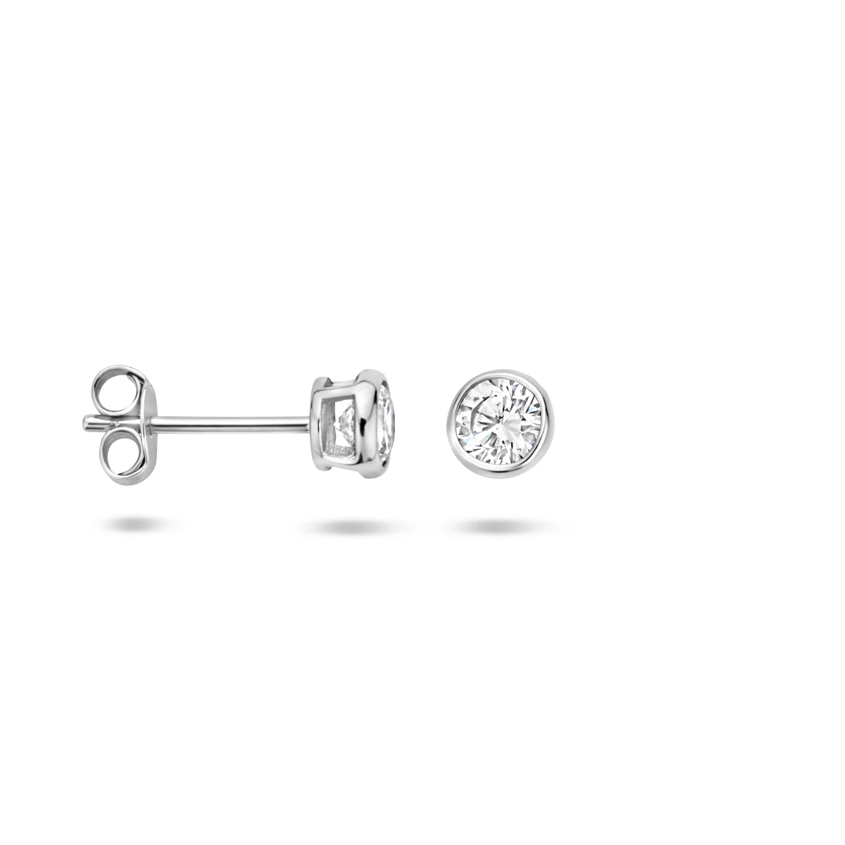 oorknoppen zirkonia zilver gerhodineerd