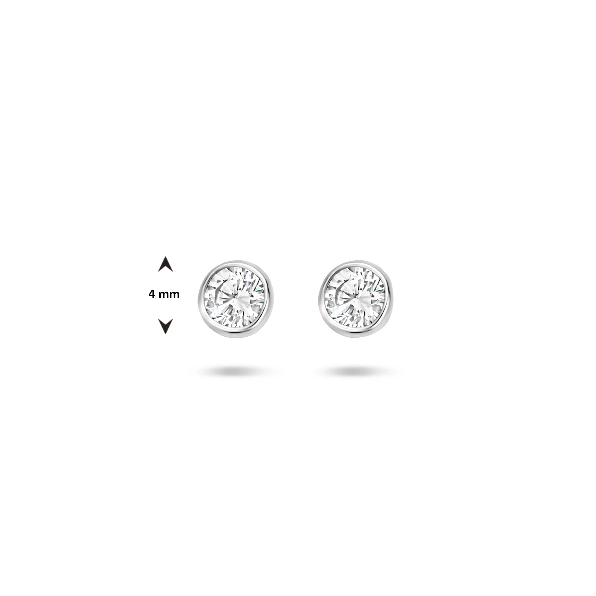 oorknoppen zirkonia zilver gerhodineerd