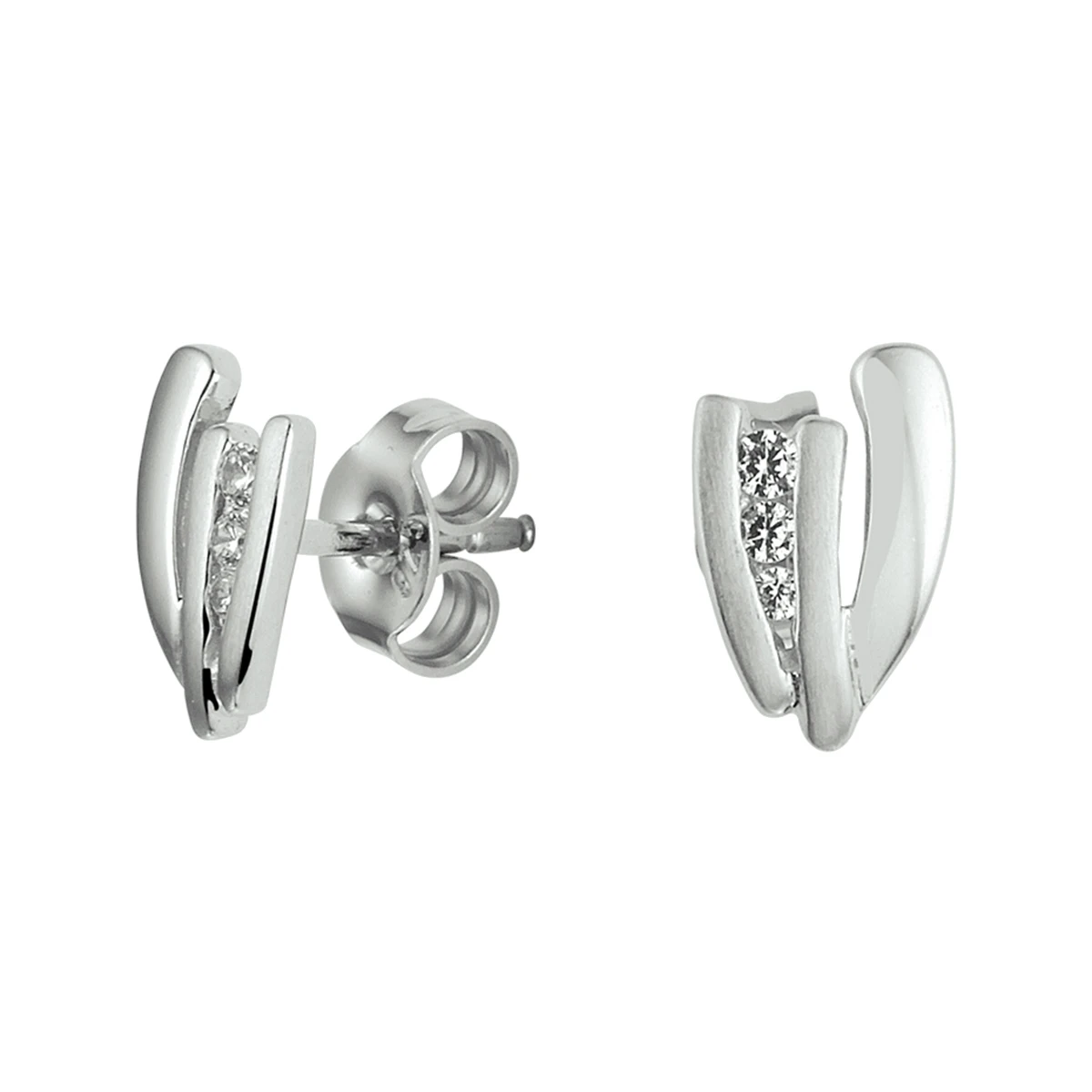 oorknoppen zirkonia zilver gerhodineerd