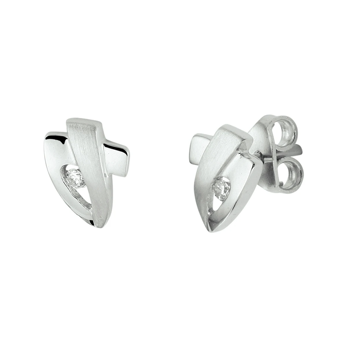 oorknoppen zirkonia zilver gerhodineerd