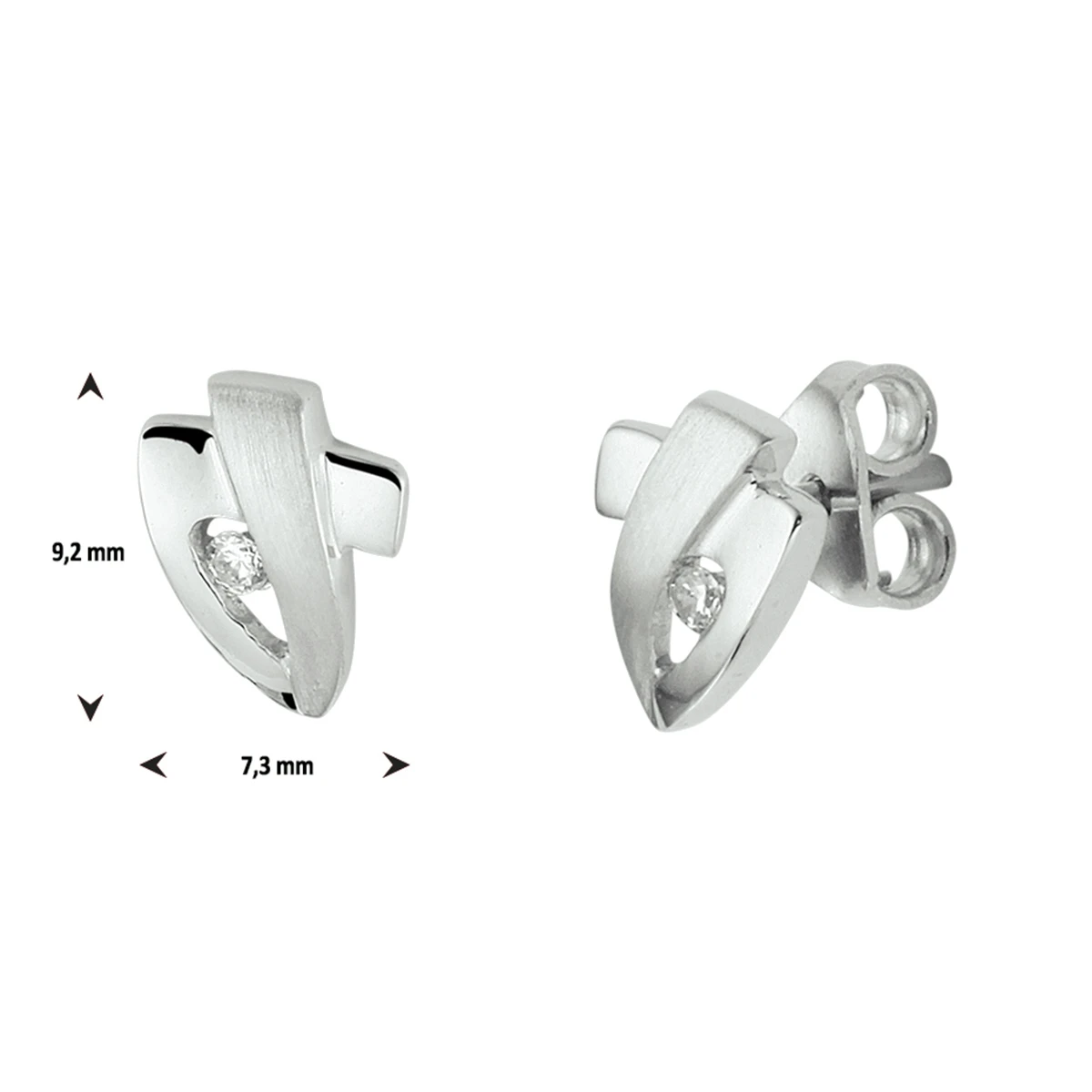 oorknoppen zirkonia zilver gerhodineerd