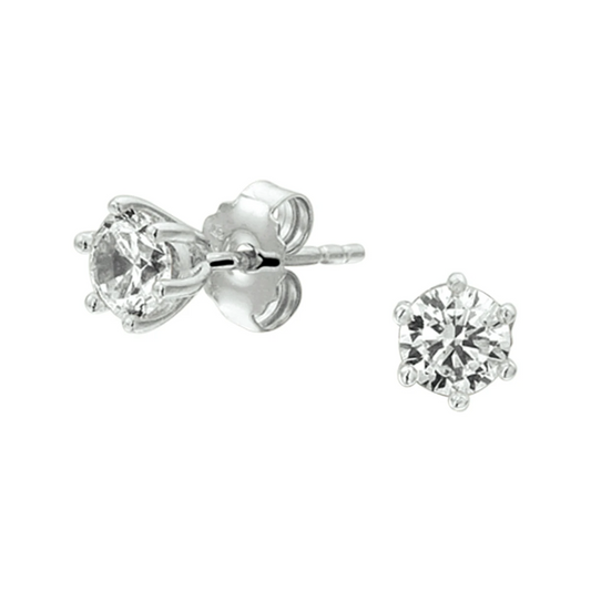 oorknoppen zirkonia zilver gerhodineerd