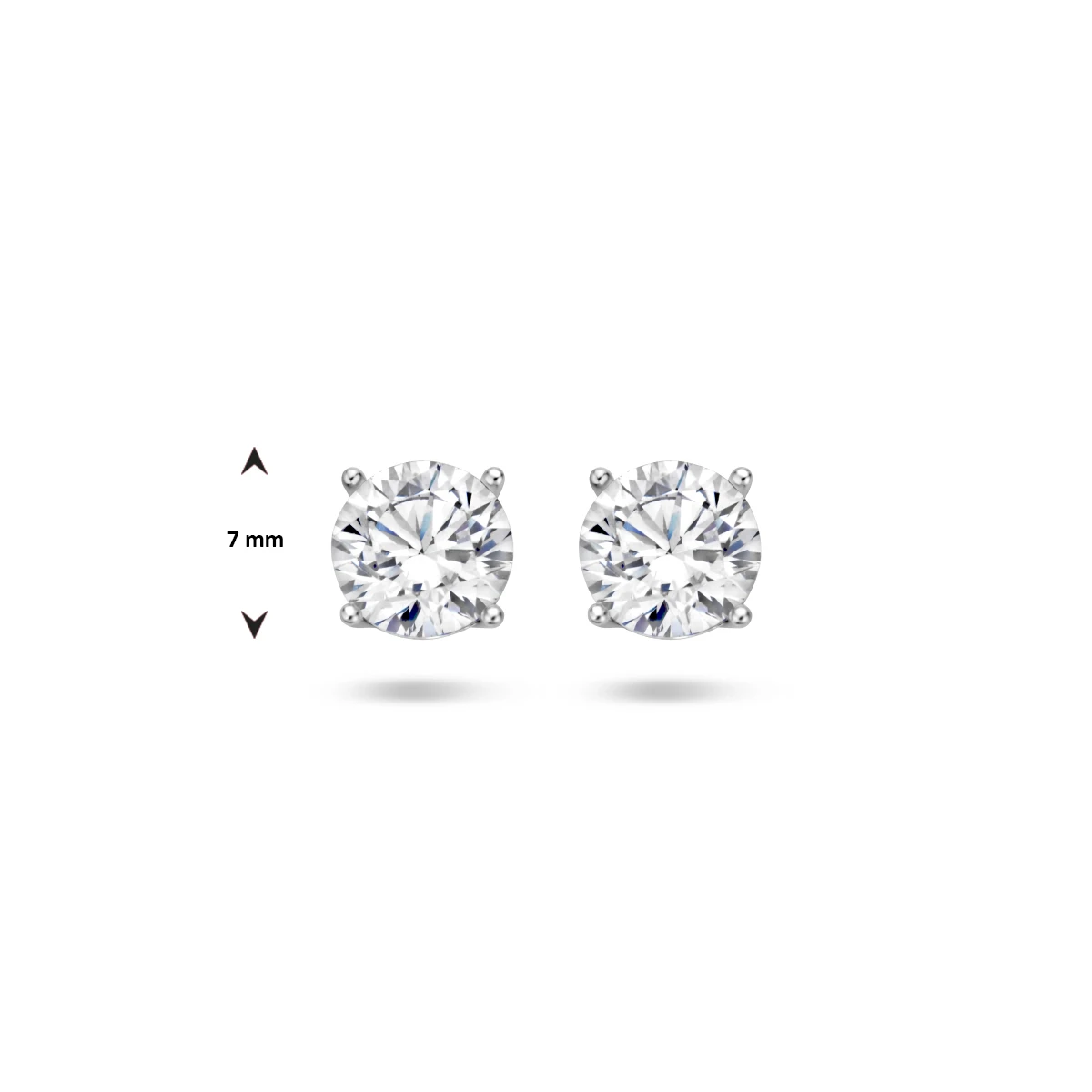 oorknoppen zirkonia zilver gerhodineerd