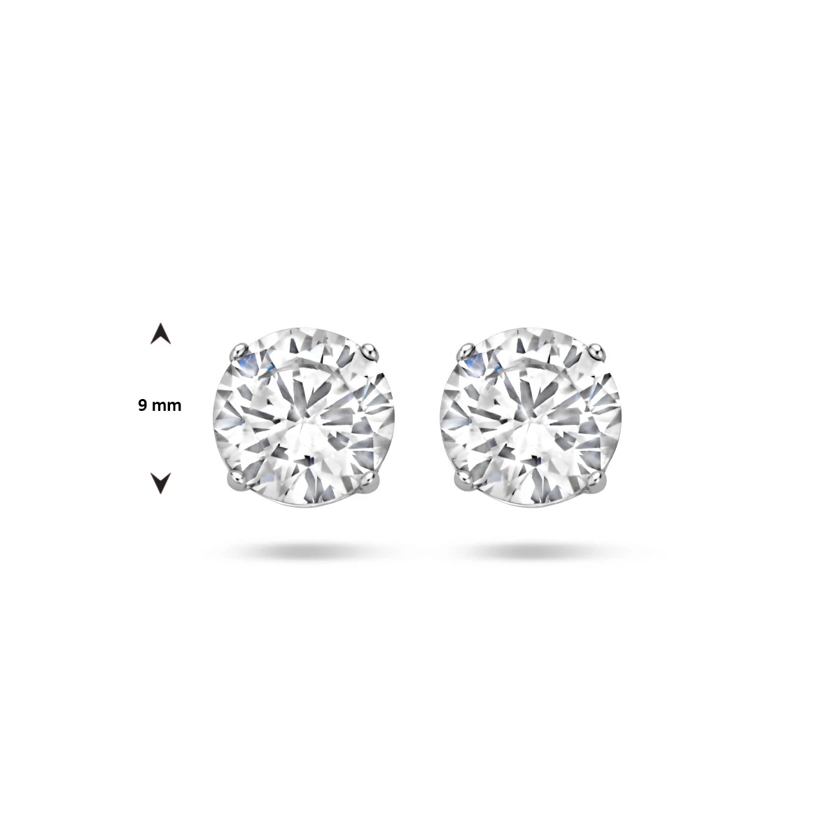 oorknoppen zirkonia zilver gerhodineerd