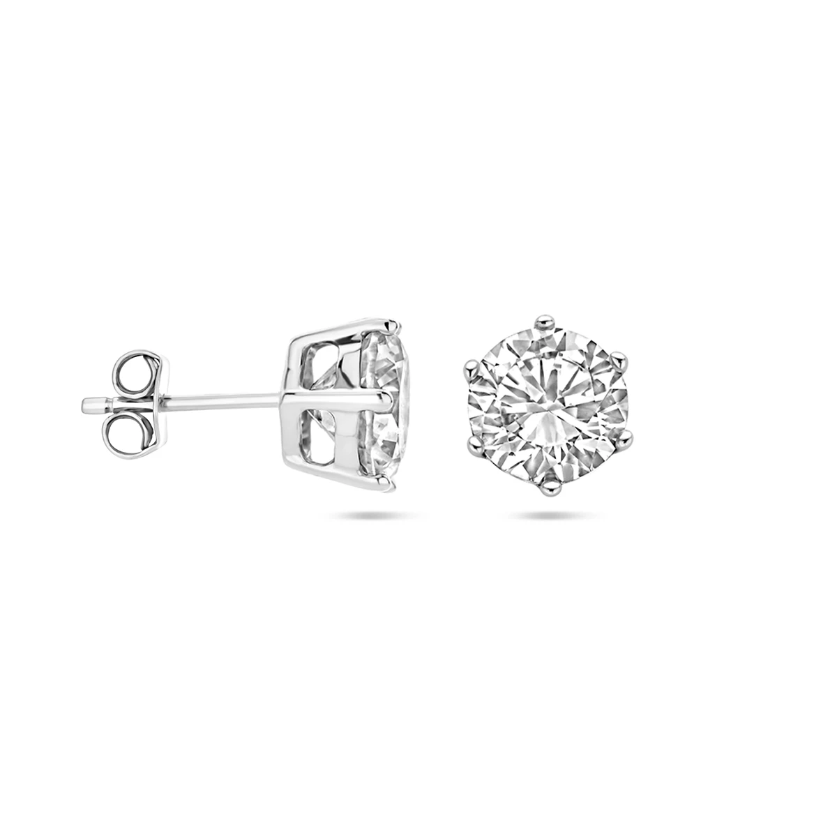 oorknoppen zirkonia zilver gerhodineerd