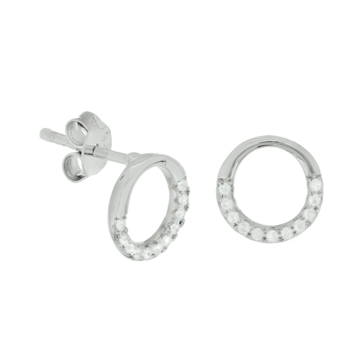 oorknoppen zirkonia zilver gerhodineerd