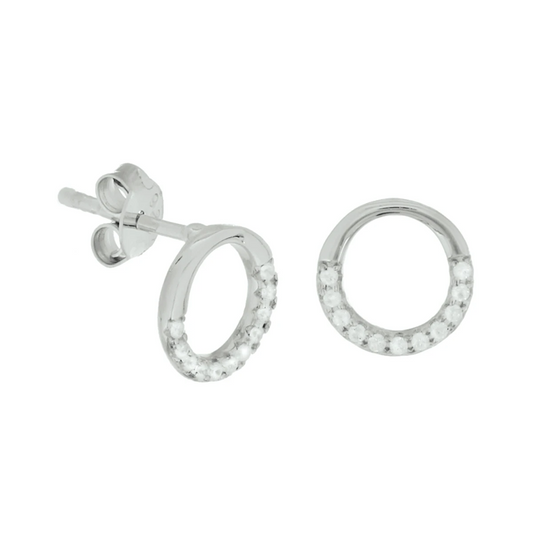 oorknoppen zirkonia zilver gerhodineerd