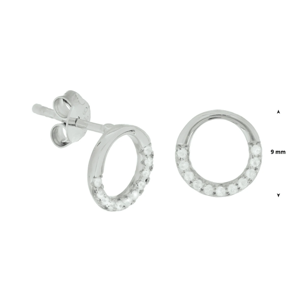 oorknoppen zirkonia zilver gerhodineerd