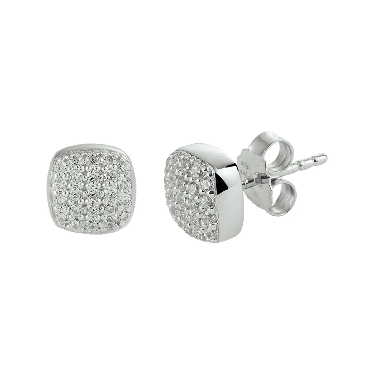 oorknoppen zirkonia zilver gerhodineerd