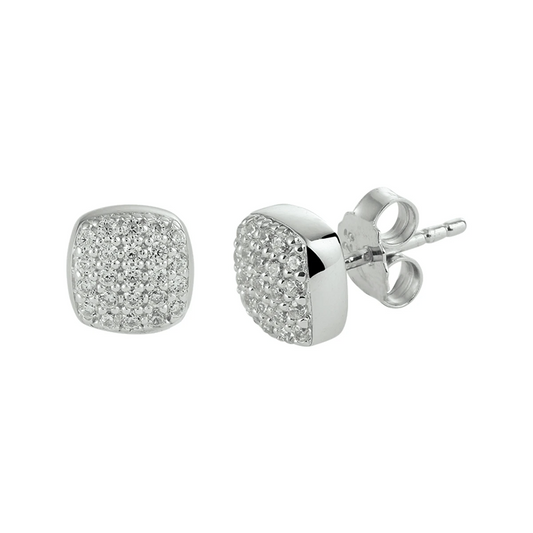 oorknoppen zirkonia zilver gerhodineerd