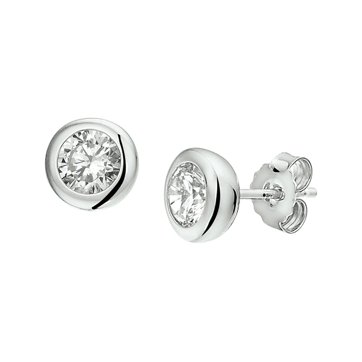 oorknoppen zirkonia zilver gerhodineerd