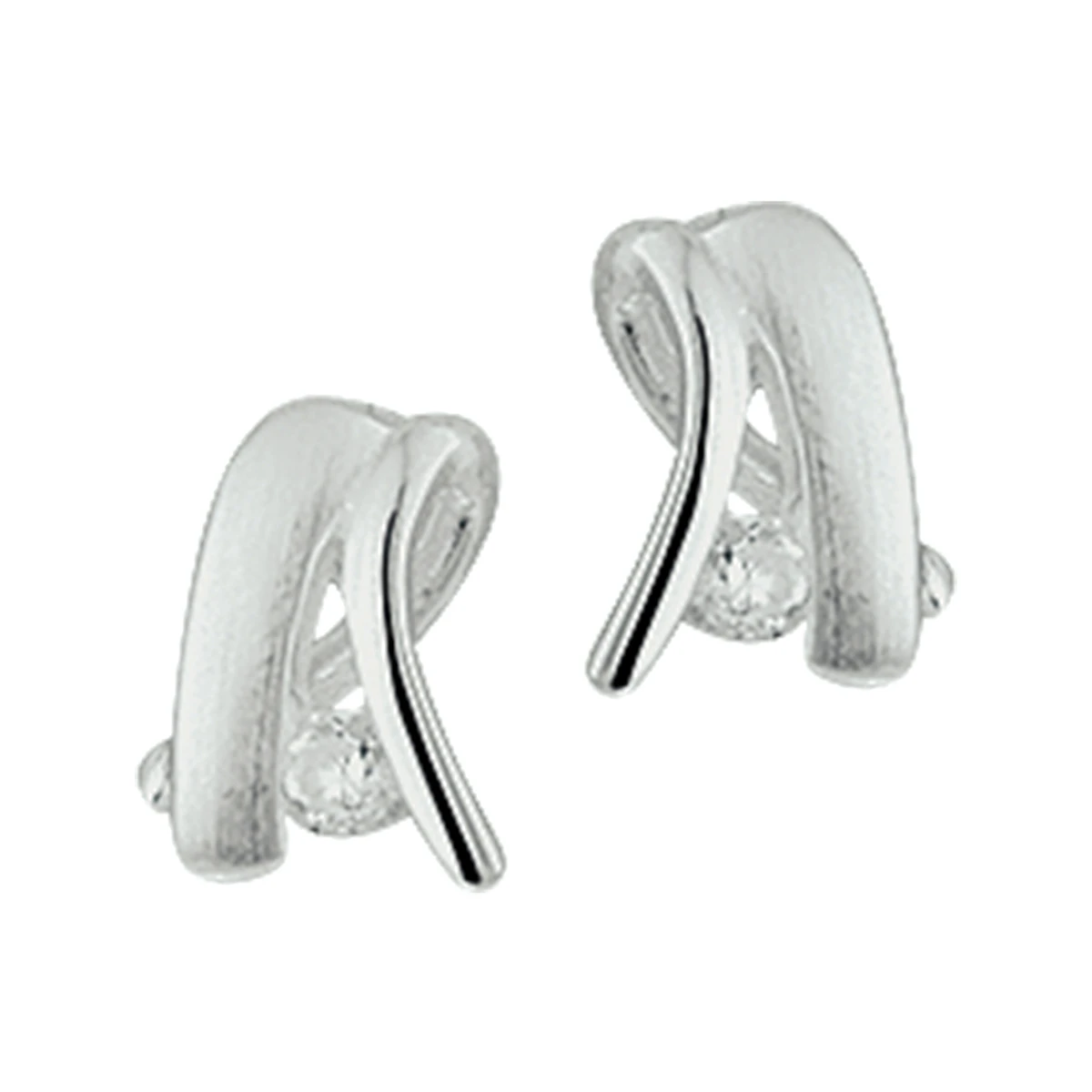 oorknoppen zirkonia zilver gerhodineerd