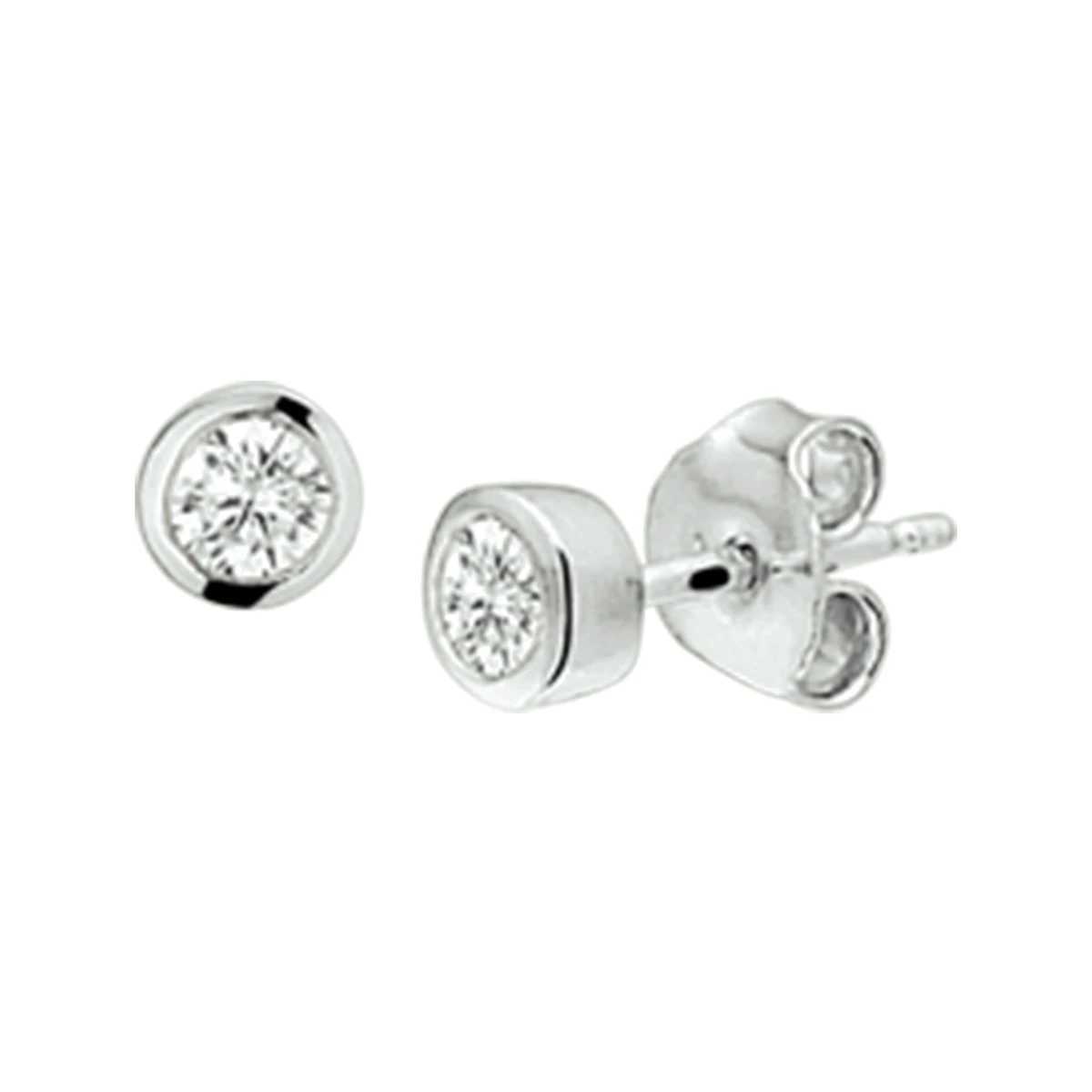 oorknoppen zirkonia zilver gerhodineerd