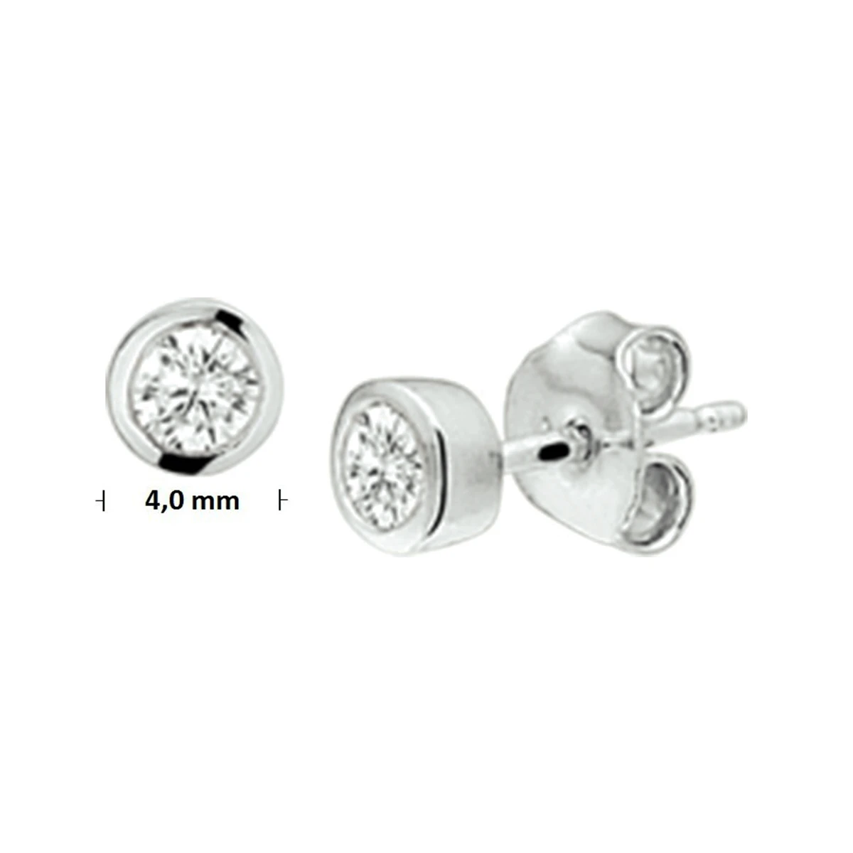 oorknoppen zirkonia zilver gerhodineerd