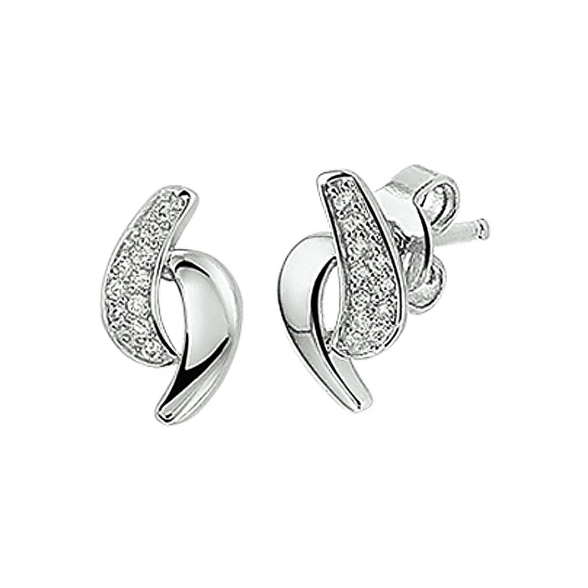 oorknoppen zirkonia zilver gerhodineerd