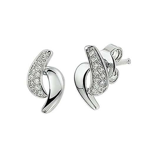 oorknoppen zirkonia zilver gerhodineerd