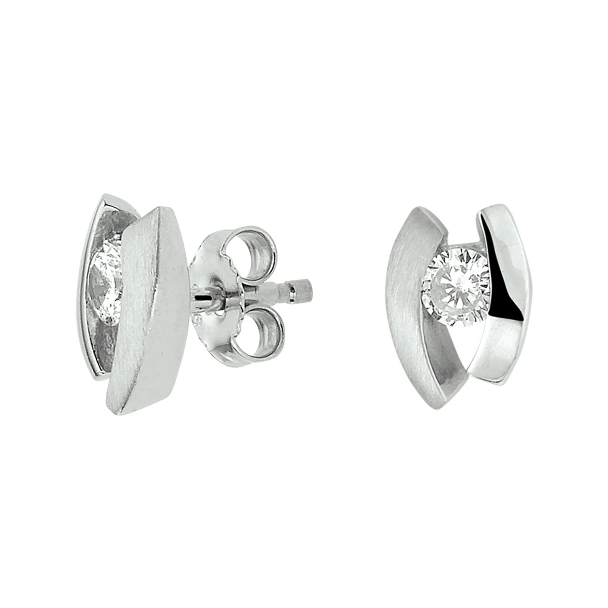 oorknoppen zirkonia zilver gerhodineerd