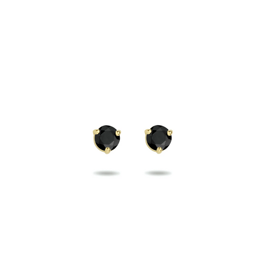 oorknoppen zwart zirkonia 14K geelgoud
